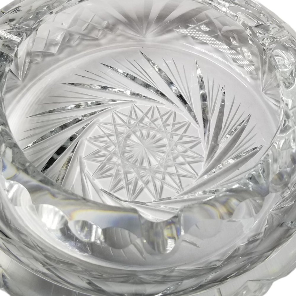 Boeheim Cut Crystal Heavy Ashtray Pinwheel Design RTL Czechoslovakia - Picture 5 of 12